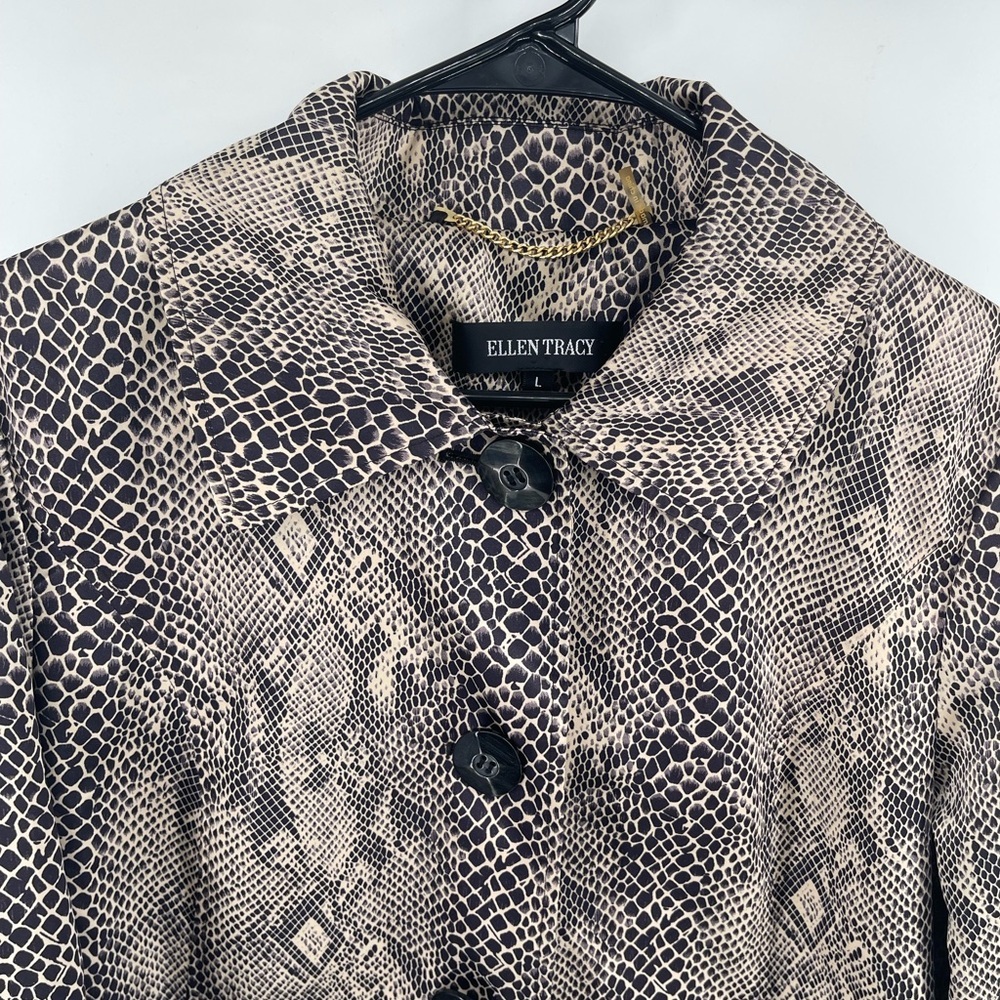 Ellen Tracy Beige‎ Black Snakeskin Python Print Jacket Womens Mob Wife Glam Bold